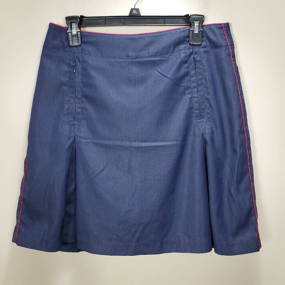 Nike Golf Nike Fit Dry 8 Skort Navy Gray stripe Skirt tennis sports back zip‎